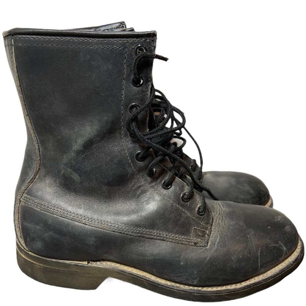 Vintage Addison Shoe Company Combat Boots US Military Work Jump Boots Black 6.5
